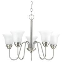 Progress Lighting 5 Light Brushed Nickel Etched Glass Shade Chandelier Light Fixture