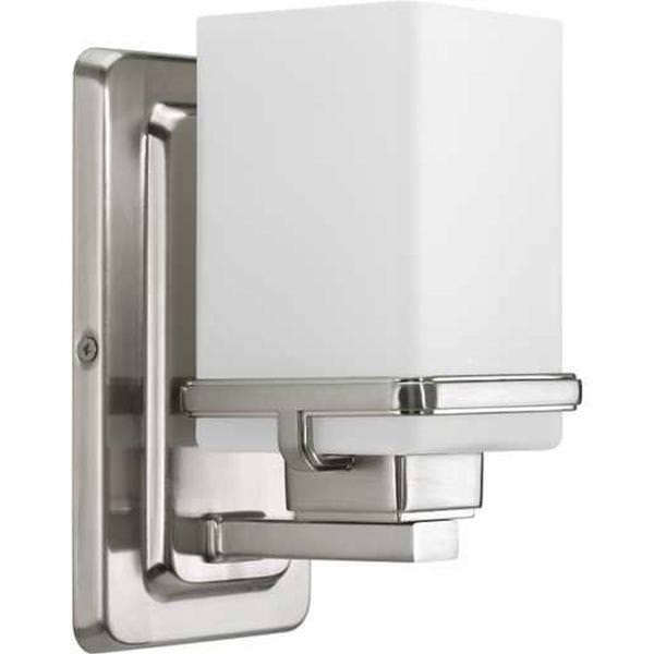1 Light 120 volt Brushed Nickel Vanity Etched/Painted  Glass Light Fixture