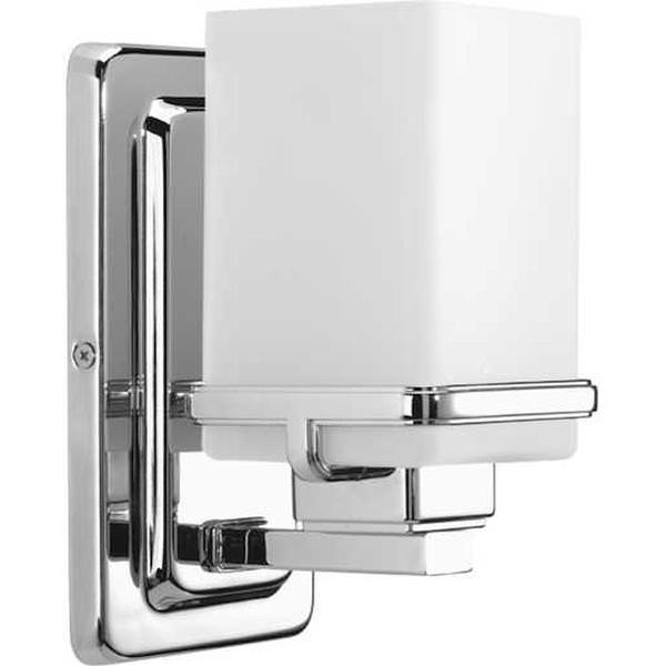 1 Light 120 volt Polished Chrome Vanity Etched/Painted  Glass Light Fixture