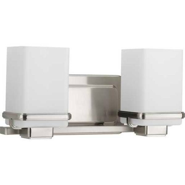2 Light 120 volt Brushed Nickel Vanity Etched/Painted  Glass Light Fixture