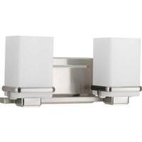 Progress Lighting 2 Light 120 volt Brushed Nickel Vanity Etched/Painted  Glass Light Fixture