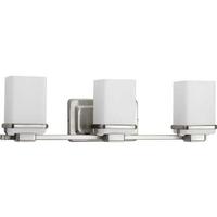 Progress Lighting 3 Light 120 volt Brushed Nickel Vanity Etched/Painted  Glass Light Fixture