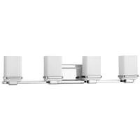 Progress Lighting 4 Light 120 volt Polished Chrome Vanity Etched/Painted  Glass Light Fixture