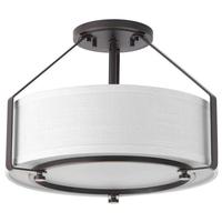 Progress Lighting 3 Light 120 volt Antique Bronze Fabric Shade Ceiling Light Fixture