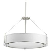 Progress Lighting 6 Light Brushed Nickel Fabric Shade Polished Glass Diffuser Ceiling Pendant Light Fixture