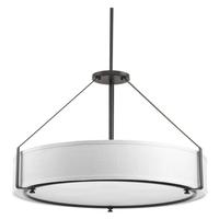 Progress Lighting 6 Light Antique Bronze Fabric Shade Polished Glass Diffuser Ceiling Pendant Light Fixture