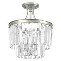 Progress Lighting 3 Light Silver Ridge Prismatic Glass Drops Convertible Mount Ceiling Light Fixture