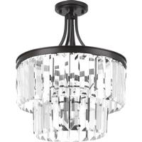 Progress Lighting 3 Light Antique Bronze Prismatic Glass Drops Convertible Mount Ceiling Light Fixture