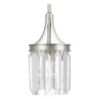 Progress Lighting 1 Light Silver Ridge Prismatic Clear Glass Shade Mini Pendant Light Fixture