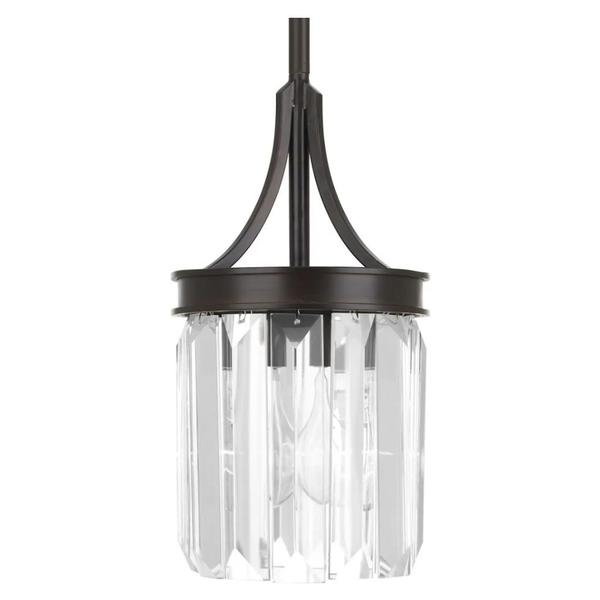 1 Light Antique Bronze Prismatic Clear Glass Shade Mini Pendant Light Fixture