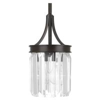 Progress Lighting 1 Light Antique Bronze Prismatic Clear Glass Shade Mini Pendant Light Fixture