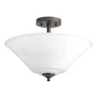 Progress Lighting 3 Light 120 volt Antique Bronze Etched Glass Bowl Semi-Flush Ceiling Light Fixture