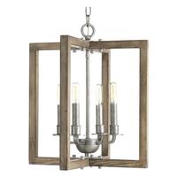 Progress Lighting 4 Light Galvanized Finish Distressed Pine Frame Coastal Style Chandelier Light Fixture