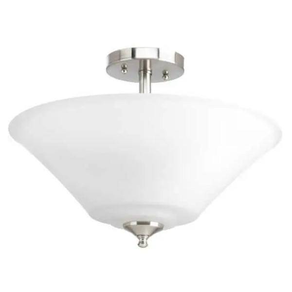 3 Light 120 volt Brushed Nickel Etched Glass Bowl Semi-Flush Ceiling Light Fixture