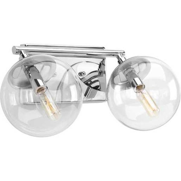 2 Light 120 volt Polished Chrome Vanity Clear Glass Light Fixture