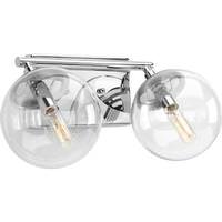 View 2 Light 120 volt Polished Chrome Vanity Clear Glass Light Fixture
