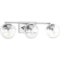 View 3 Light 120 volt Polished Chrome Vanity Clear Glass Light Fixture