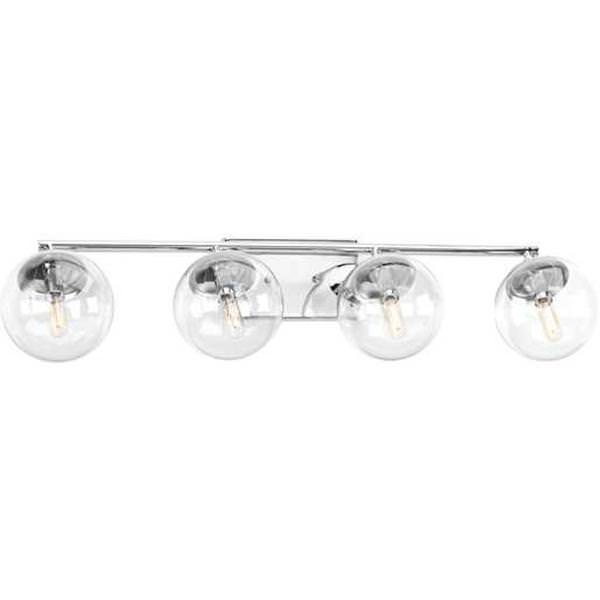 4 Light 120 volt Polished Chrome Vanity Clear Glass Light Fixture