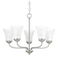 Progress Lighting 5 Light Brushed Nickel Etched Glass Shade Chandelier Light Fixture