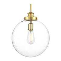 Progress Lighting 1 Light Natural Brass Clear Glass Shade Dimmable Pendant Light Fixture