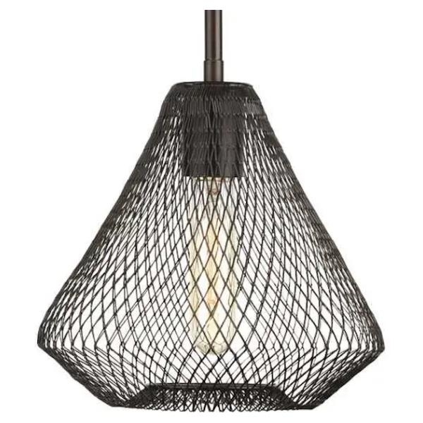 1 Light Antique Bronze Mesh Shade Pendant Light Fixture
