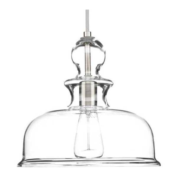 1 Light Brushed Nickel Clear Glass Shade Dimmable Pendant Light Fixture