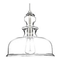 Progress Lighting 1 Light Brushed Nickel Clear Glass Shade Dimmable Pendant Light Fixture