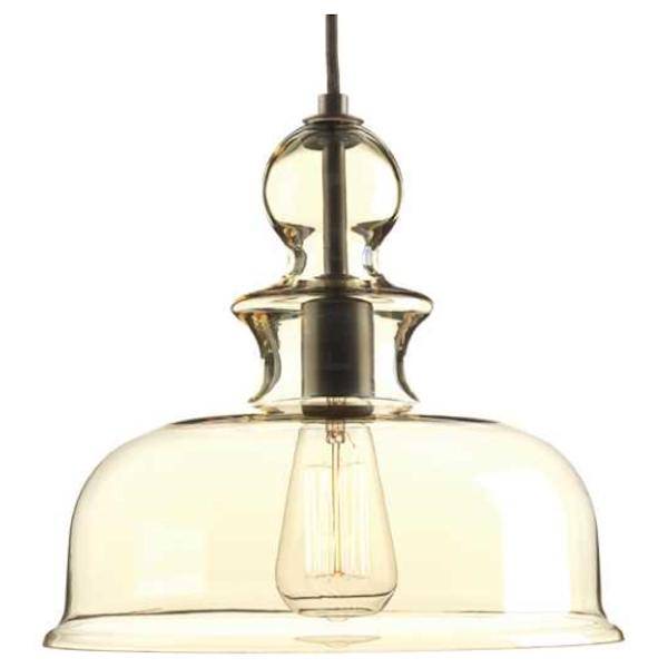 1 Light Antique Bronze Clear Glass Shade Dimmable Pendant Light Fixture