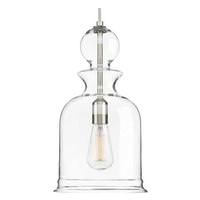 Progress Lighting 1 Light Brushed Nickel Clear Glass Shade Dimmable Pendant Light Fixture