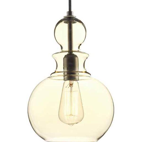 1 Light Antique Bronze Clear Glass Shade Dimmable Pendant Light Fixture