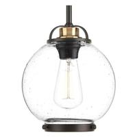 Progress Lighting 1 Light Antique Bronze Clear Seeded Glass Shade Pendant Light Fixture