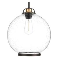 Progress Lighting 1 Light Antique Bronze Clear Seeded Glass Shade Pendant Light Fixture