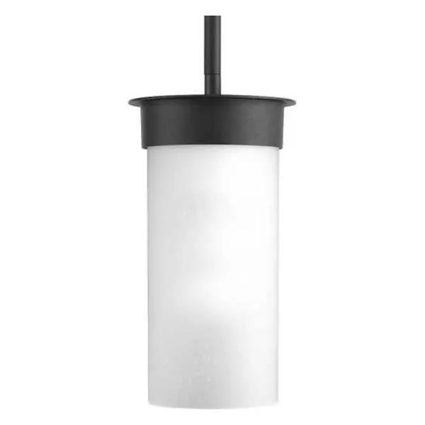 1 Light Black with Etched Seeded Glass Small Hawthorne Hanging Light Fixture