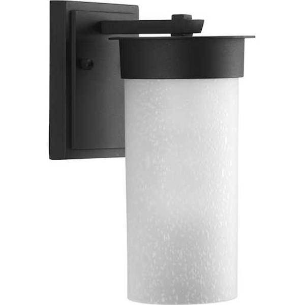 1 Light Black with Etched Seeded Glass Small Hawthorne Wall Light Fixture