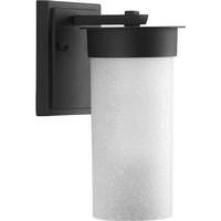 Progress Lighting 1 Light Black with Etched Seeded Glass Small Hawthorne Wall Light Fixture