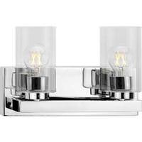 View 2 Light 120 volt Polished Nickel Vanity Clear Glass Light Fixture