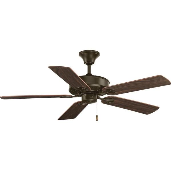 52" Antique Bronze 5 Classic Walnut/Medium Cherry Reversible Blade Ceiling Fan