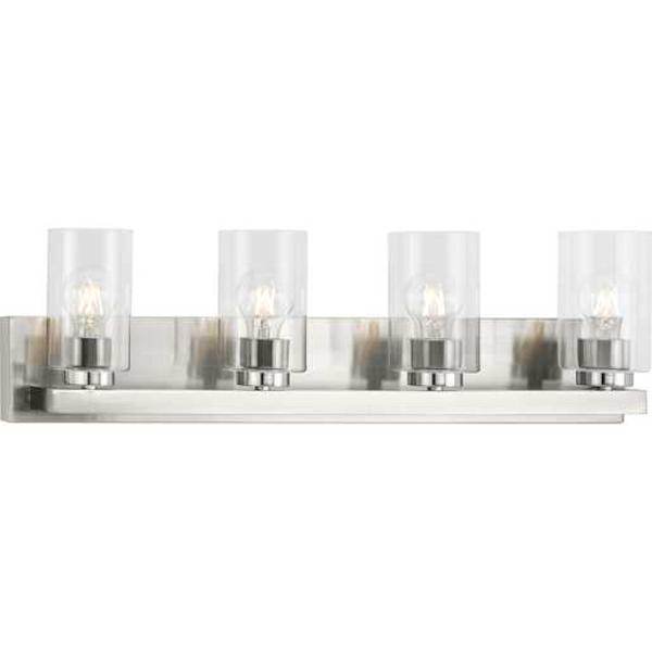 4 Light 120 volt Brushed Nickel Vanity Clear Glass Light Fixture