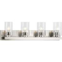 Progress Lighting 4 Light 120 volt Brushed Nickel Vanity Clear Glass Light Fixture