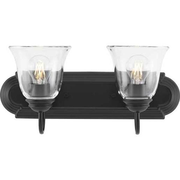 2 Light 120 volt Matte Black Vanity Etched Glass Light Fixture