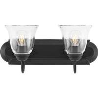 View 2 Light 120 volt Matte Black Vanity Etched Glass Light Fixture