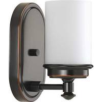 View 1 Light 120 volt Rubbed Bronze Vanity Etched Opal Glass Light Fixture