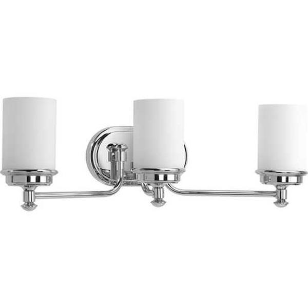 3 Light 120 volt Polished Chrome Vanity Etched Opal Glass Light Fixture