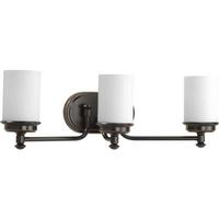 View 3 Light 120 volt Rubbed Bronze Vanity Etched Opal Glass Light Fixture