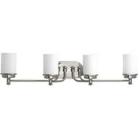 Progress Lighting 4 Light 120 volt Brushed Nickel Vanity Etched Opal Glass Light Fixture