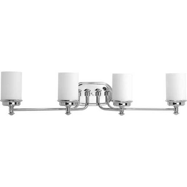 4 Light 120 volt Polished Chrome Vanity Etched Opal Glass Light Fixture