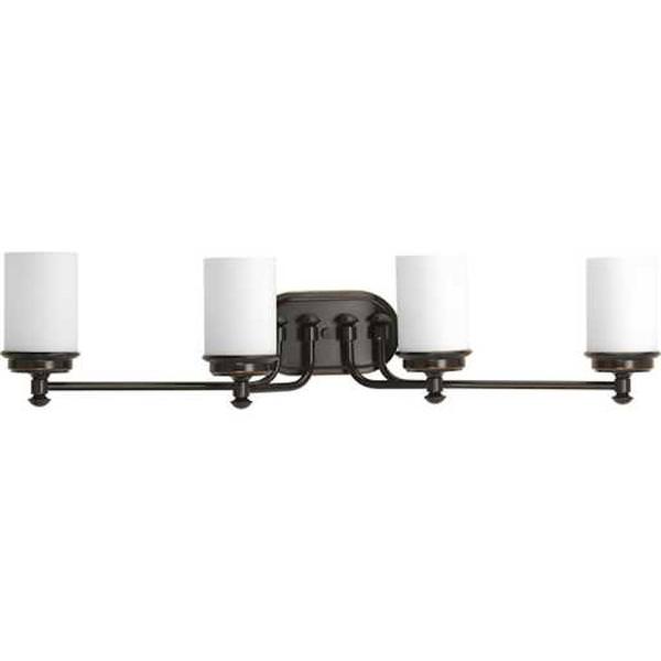 4 Light 120 volt Rubbed Bronze Vanity Etched Opal Glass Light Fixture