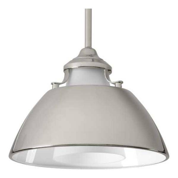 1 Light Polished Nickel Metal Shade Dimmable Pendant Light Fixture