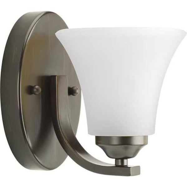 1 Light 120 volt Antique Bronze Vanity Etched Glass Light Fixture