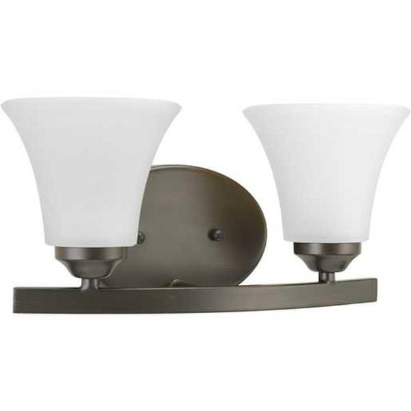 2 Light 120 volt Antique Bronze Vanity Etched Glass Light Fixture